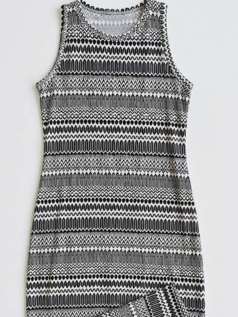 Old Navy Black & White Abstract Print Sleeveless Summer Dress XS Petite